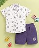 TINY TUX Linen Knit Half Sleeves Hot Air Balloon Printed Shirt & Shorts Set - Purple