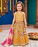 CHAHAK DESIGN Cambric Woven Sleeveless Lace Embellished Floral Printed Choli & Lehenga Set With Dupatta - Yellow