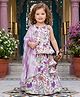 CHAHAK DESIGN Cambric Woven Sleeveless Lace Embellished Floral Printed Choli & Lehenga Set With Dupatta - Purple & White