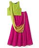 Pine Kids Woven Choli and Lehenga with Dupatta and Full Length and Foil Print in Light Green for 4-5 Years