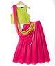 Pine Kids Woven Choli and Lehenga with Dupatta and Full Length and Foil Print in Light Green for 4-5 Years