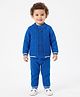 JWAAQ Cotton Knit Full Sleeves Cable Knit Designed Cardigan & Pants Set - Navy Blue