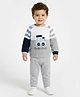 JWAAQ Cotton Knit Full Sleeves Vehicles Patch Detailed Sweater & Pants Set - Grey