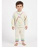 JWAAQ Cotton Knit Full Sleeves Geometric Designed Sweater & Pants Set - White