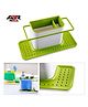 ABR MALL 3 in 1 Kitchen Sink Organizer (for Dishwasher Liquid, Brush, Cloth, Soap, Sponge), Plastic