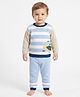 JWAAQ Cotton Knit Full Sleeves Turtle Designed Fur Lined Sweater & Pants Set - Blue