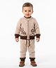 JWAAQ Cotton Knit Full Sleeves Trees Embroidered Sweater & Pant Set - Beige