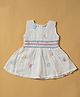 Infant House Muslin Knit Sleeveless Fruits & Rainbow Embroidered Dress - White