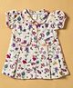 INFANT HOUSE Muslin Knit Half Puffed Sleeves Floral Printed Dress - White