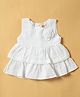 INFANT HOUSE Muslin Knit Sleeveless Floral Applique Detailed Dress - White