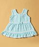 INFANT HOUSE Muslin Knit Sleeveless Thread Work & Bow Applique Detailed Dress - Blue