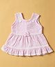 INFANT HOUSE Muslin Knit Sleeveless Thread Work & Bow Applique Detailed Dress - Pink