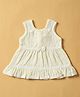 INFANT HOUSE Muslin Knit Sleeveless Thread Work & Bow Applique Detailed Dress - Yellow