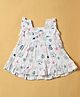 INFANT HOUSE Muslin Knit Sleeveless Stars Printed Frill Detailed Dress - White