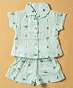 INFANT HOUSE Muslin Knit Half Sleeves Animals & Trees Embroidered Coordinating Shirt & Shorts Set - Blue