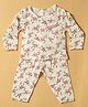 INFANT HOUSE Muslin Knit Full Sleeves Floral Printed Coordinating Shirt & Pants Set - Beige