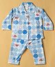 INFANT HOUSE Muslin Knit Full Sleeves Bunny & Geometric Printed Coordinating Shirt & Pants Set - Blue