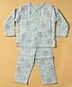 INFANT HOUSE Muslin Knit Full Sleeves Doll Printed Checked Coordinating Shirt & Pants Set - Blue