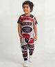 Wear Your Opinion Interlock Woven Half Sleeves Typography Printed Coordinating Tee & Joggers Set - Grey