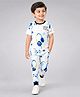 Wear Your Opinion Interlock Half Sleeves Headphones Printed Coordinating Tee & Joggers Set - White