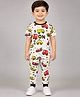 Wear Your Opinion Interlock Half Sleeves Vehicles Printed Coordinating Tee & Joggers Set - Off White