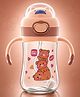BeeBaby Teddee Silicone Straw Sippy Cup 300ml with Weighted Straw | Push Button Anti Spill Lock Lid, Easy Grip Handles | Leak Proof Toddler Training Cup | Bite Resistance BPA Free Sipper, Light Pink