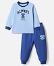 Pink Rabbit Cotton Full Sleeves T-Shirt and Pant with Full Length and Bear Print in Blue for 6-12 Months