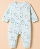 Pink Rabbit Knit Full Sleeves Winter Wear Romper With Sheep Print - Light Blue