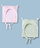 Pink Rabbit Sinker Knit Caps with Knit & Bunny Print & Pom Pom Applique Pack Of 2 Light Pink & Light Green - Diameter 17 cm