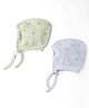 Pink Rabbit Knit Winter Caps with Knot & Airplane Vehicle with Toys Print Pack Of 2 Light Green & Light Blue - Diameter 11 cm