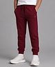 Kiddopanti Fleece Knit Solid Winter Track Pants - Maroon