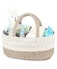 Teri Beri Diaper Caddy Organizer, Cotton Rope Baby Basket for Nursery White and Brown Portable Diaper Caddy with Removable Divider for Changing Table, Newborn Parents, Home and Car Travel