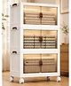 TINSY Kids Wardrobe Storage Cabinet with Doors & Wheels, 3-Tier Multi-Purpose Plastic Cupboard for Clothes, Toys & Books, Space-Saving Organizer for Kids Room, Nursery & Bedroom (70x44x117.5 cm)