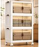 Tinsy Kids Wardrobe Storage Cabinet with Doors & Wheels, 3-Tier Multi-Purpose Plastic Cupboard for Clothes, Toys & Books, Space-Saving Organizer for Kids Room, Nursery & Bedroom (65x40x110.5 cm)