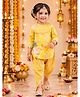 Titrit Cotton Woven Three Fourth Sleeves Floral Printed Kurti & Dhoti Set - Yellow