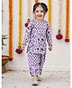 Titrit Cotton Woven Full Sleeves Floral Printed Gota Lace Embellished Kurti & Farshi Salwar Set - White