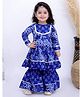 Titrit Cotton Woven Full Sleeves Floral Printed Gota Lace Embellished Kurti & Sharara Set - Blue