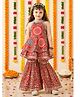 Titrit Cotton Woven Sleeveless Floral Printed Gota Lace Embellished Kurti & Sharara Set - Orange
