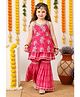 Titrit Cotton Woven Sleeveless Floral Printed Gota Lace Embellished Kurti & Sharara Set - Pink
