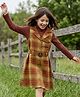 Ollington St. Cotton Blend Woven Frocks with Jacket with Full Sleeves in Brown