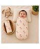 GRASPING FINGERS 100% Cotton Muslin Mulmul Baby Swaddle , 110x100 cm , Breathable Swaddle Wrap, Burp Cloth, Nursing Cover for New Born , Hypoallergenic - Flamingo