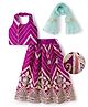 EARTHY TOUCH Chanderi Woven Sleeveless Lehenga Choli & Dupatta With Floral Zari Work - Fuchsia
