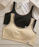 LARIX Cotton Knit Pack Of 2 Solid Wireless Bras - Beige & Black
