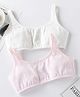 LARIX Cotton Knit Pack Of 2 Typography Printed Bras - White & Pink