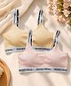 LARIX Cotton Knit Pack Of 2 Typography Printed Bras - Pink & Yellow