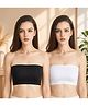 LARIX Cotton Knit Pack Of 2 Solid Tube Style Bras - White & Black