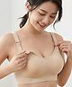 LARIX Cotton Blend Knit Solid Maternity Bra WIth Front Open Nursing Access - Beige