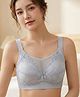 LARIX Cotton Blend Knit Lace Detailed Maternity Bra WIth Front Open Nursing Access - Blue