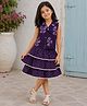 The Magic Wand Cotton Woven Sleeveless Floral Printed Waistcoat Style Top & Skirt Set - Purple