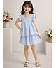 The Magic Wand Cotton Woven Frill Sleeves Ric Rac Lace Embellished Top & Skirt Set - Blue